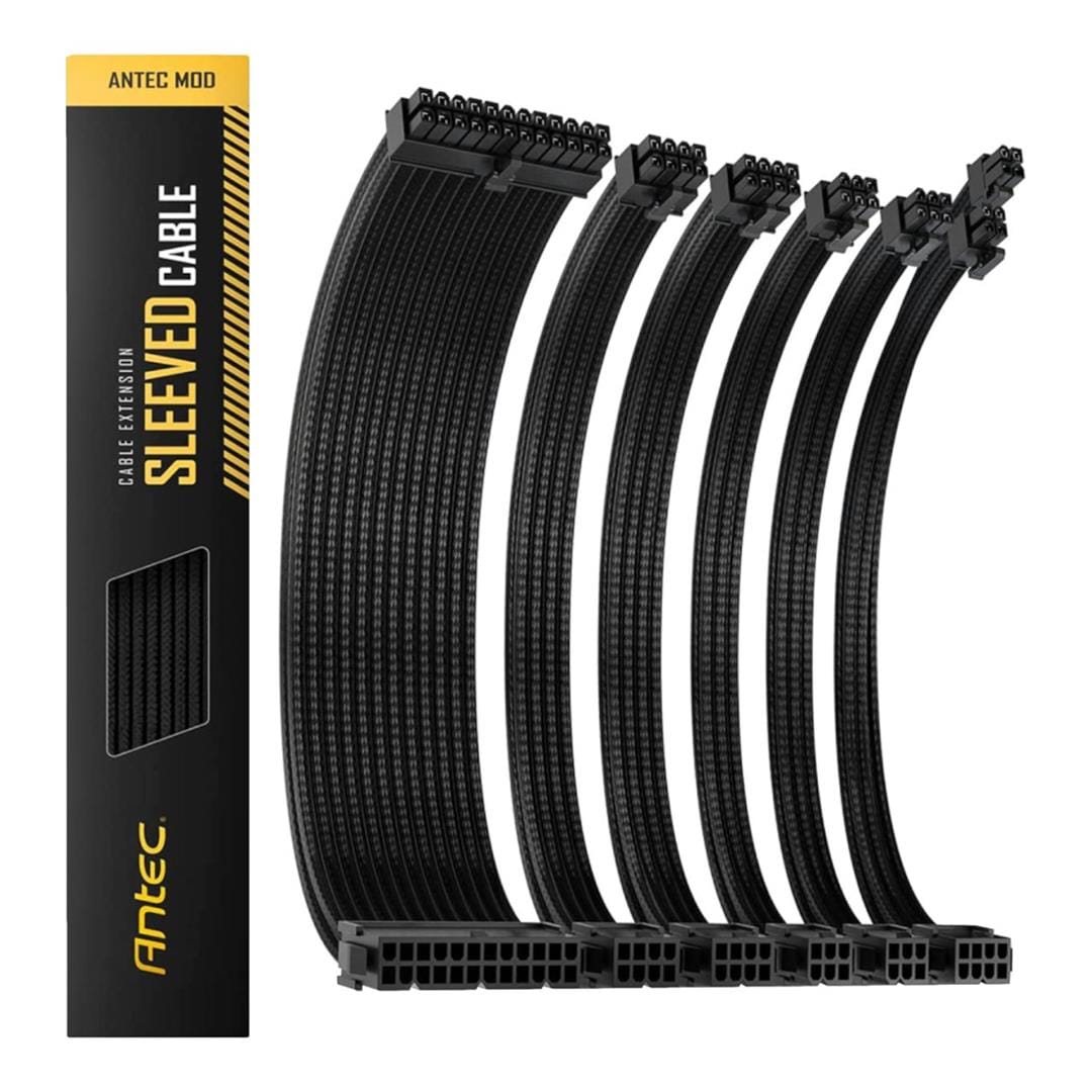 Antec 300mm Sleeved Braided Power Extension Cable Kit AT-ECAB-BK300-C1P4-BK