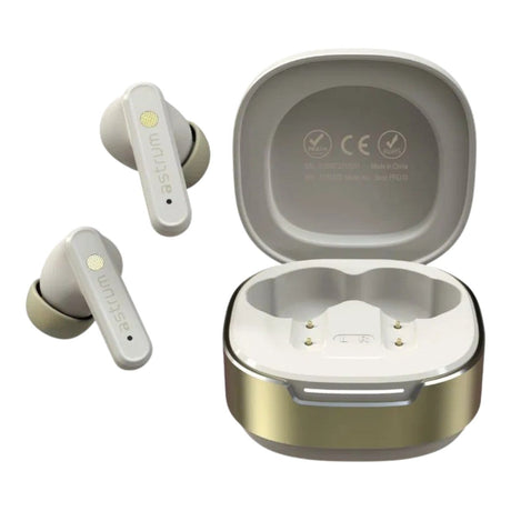 Astrum Duoz Pro10 TWS Hybrid ANC Earbuds Cream and Gold ATWDP10W