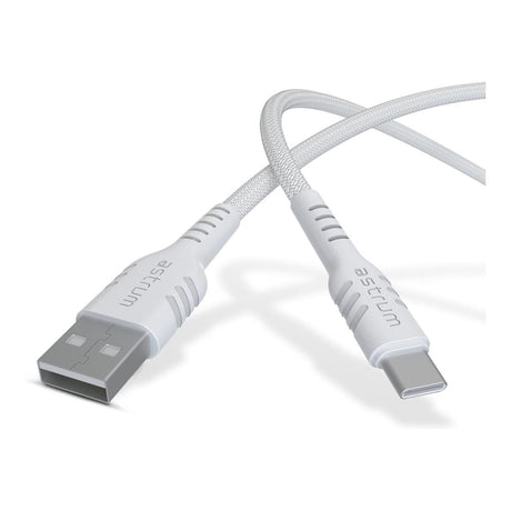 Astrum 1m UAC20B USB-A to USB-C 3A Braided Cable White AUAC2010BW