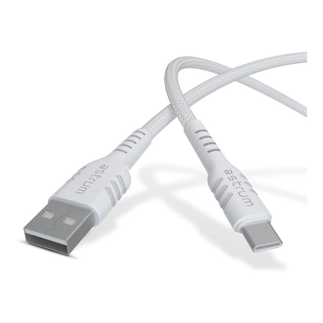 Astrum 1m UAC20B USB-A to USB-C 3A Braided Cable White AUAC2010BW