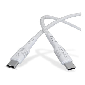 Astrum 2m UCC240B 240W USB-C Braided Charging Cable White AUCC24020BW