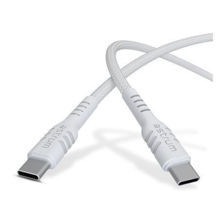 Astrum 2m UCC240B 240W USB-C Braided Charging Cable White AUCC24020BW