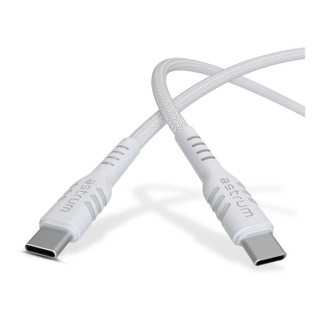 Astrum 2m UCC240B 240W USB-C Braided Charging Cable White AUCC24020BW