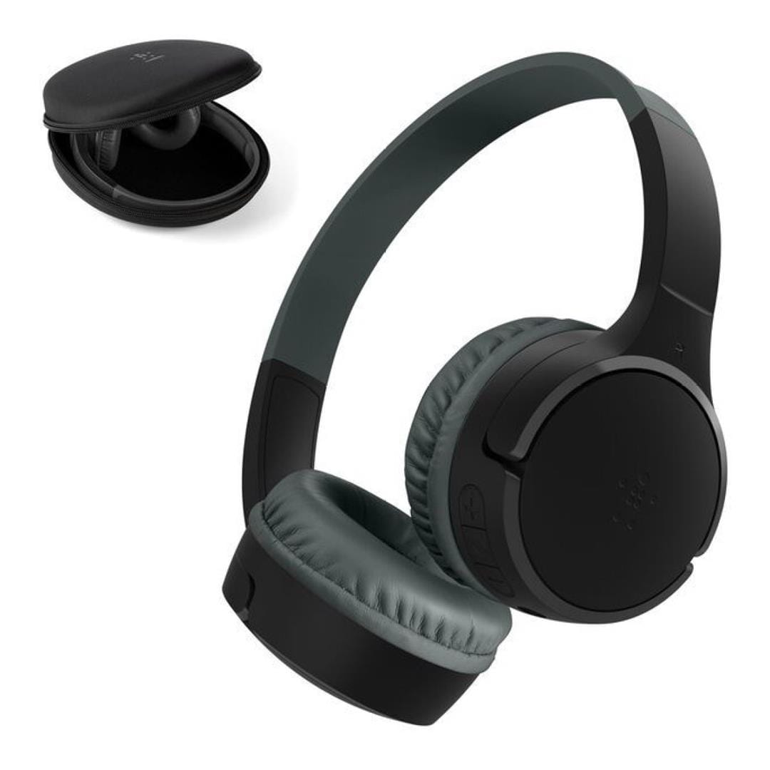 Belkin Soundform Mini Kids Wireless Headphones Black with Case AUD001HQBKV3CS