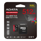 ADATA High Endurance 512GB UHS-I Class 10 MicroSDXC Memory Card AUSDX512GUI3V30SHA2-RA1