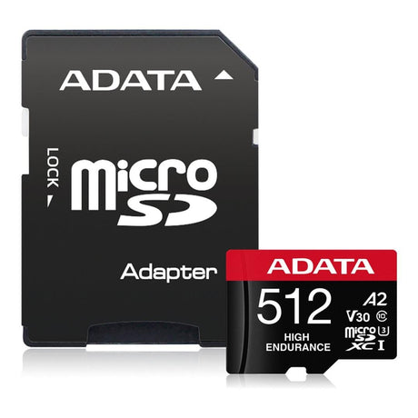ADATA High Endurance 512GB UHS-I Class 10 MicroSDXC Memory Card AUSDX512GUI3V30SHA2-RA1