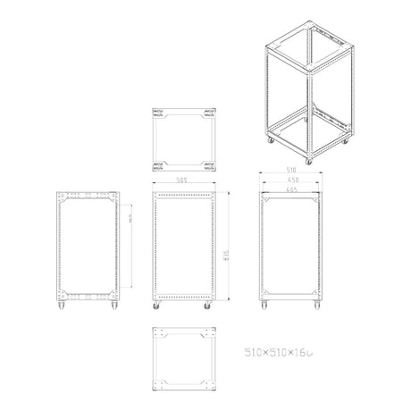 LinkQnet 16U AV Rack with 4 Castors