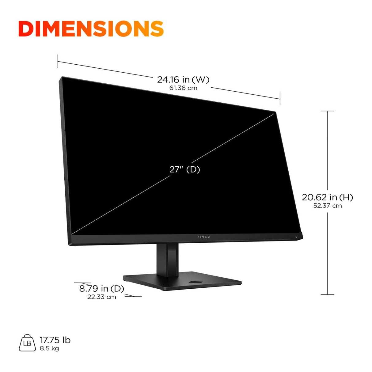 HP OMEN 27 G2 27-inch 1920 x 1080p FHD 16:9 180Hz 1ms LCD IPS Gaming Monitor AV4K1AA