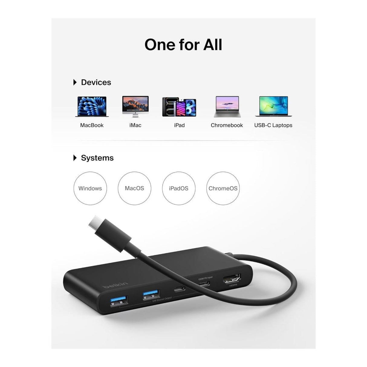 Belkin Connect 7-in-1 Type-C USB Hub Black AVC023HQBK
