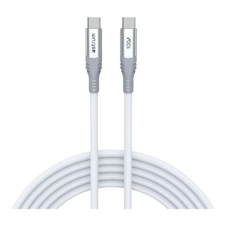 Astrum VMCC100 1.2m Braided 100W USB-C Male to Male Cable White AVMCC10012W