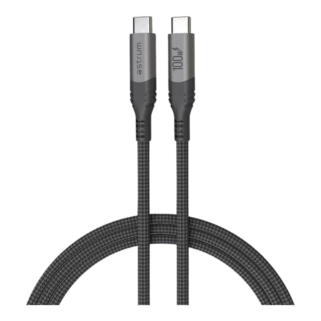 Astrum VMCC100 2m Braided 100W USB-C Male to Male Cable Black AVMCC10020D