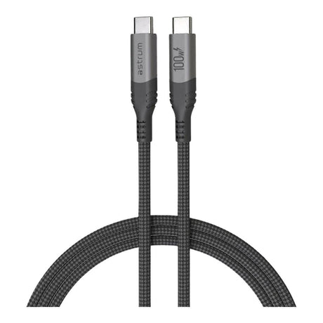 Astrum VMCC100 2m Braided 100W USB-C Male to Male Cable Black AVMCC10020D