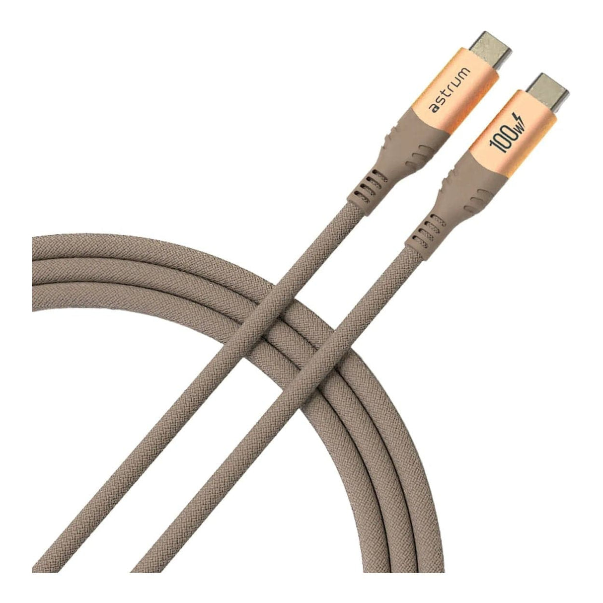 Astrum VMCC100 2m Braided 100W USB-C Male to Male Cable Gold AVMCC10020G