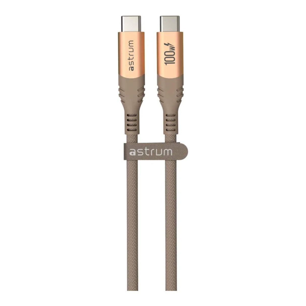 Astrum VMCC100 2m Braided 100W USB-C Male to Male Cable Gold AVMCC10020G