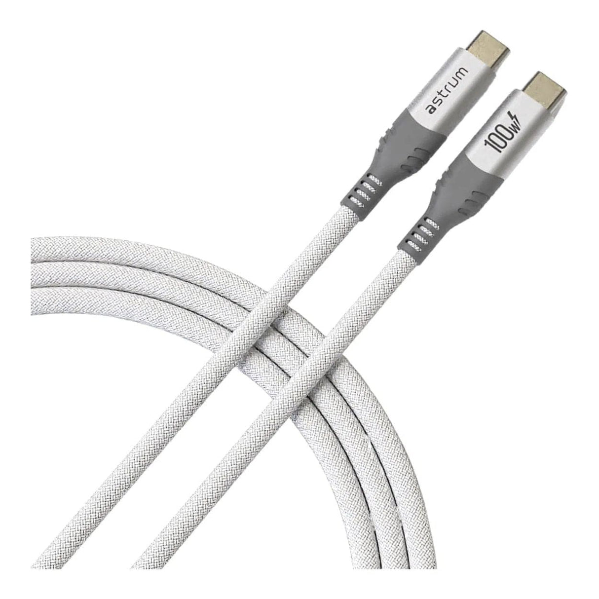 Astrum VMCC100 2m Braided 100W USB-C Male to Male Cable White AVMCC10020W