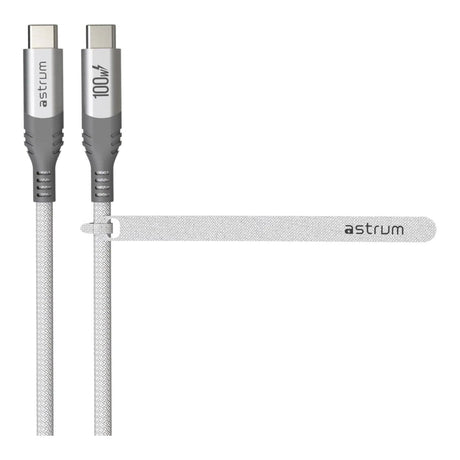 Astrum VMCC100 2m Braided 100W USB-C Male to Male Cable White AVMCC10020W