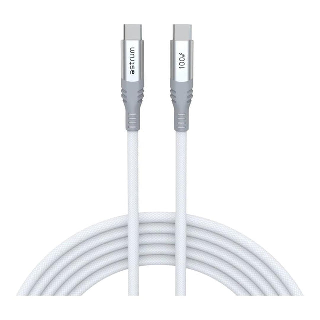 Astrum VMCC100 2m Braided 100W USB-C Male to Male Cable White AVMCC10020W