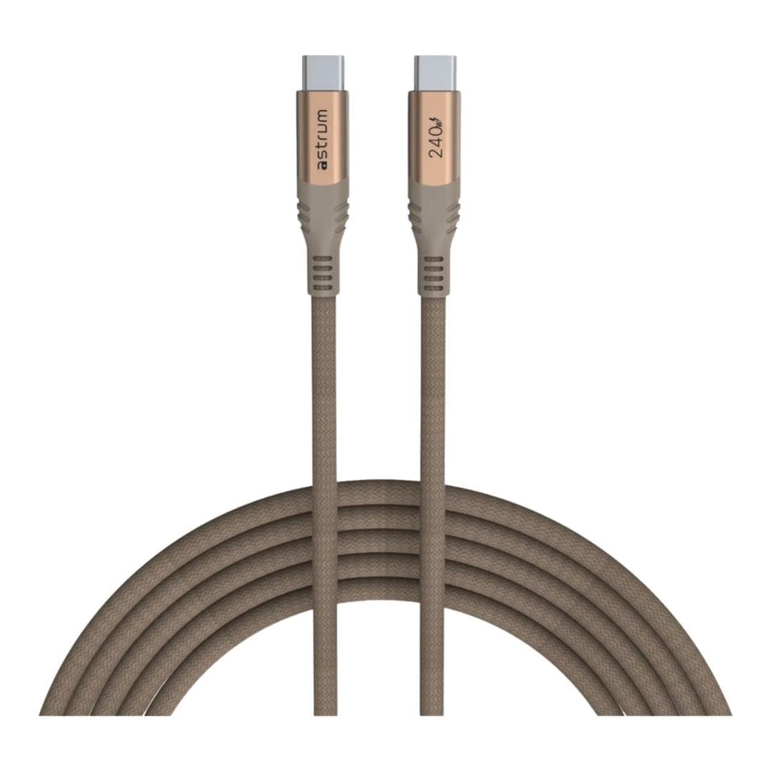 Astrum VMCC240 2m Braided 240W USB-C Male to Male Cable Gold AVMCC24020G
