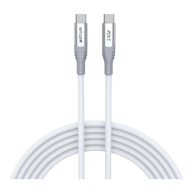 Astrum VMCC240 3m Braided 240W USB-C Male to Male Cable White AVMCC24030W