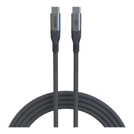 Astrum 1.2m VMCC60 60W USB-C to USB-C Braided Cable Grey AVMCC6012D