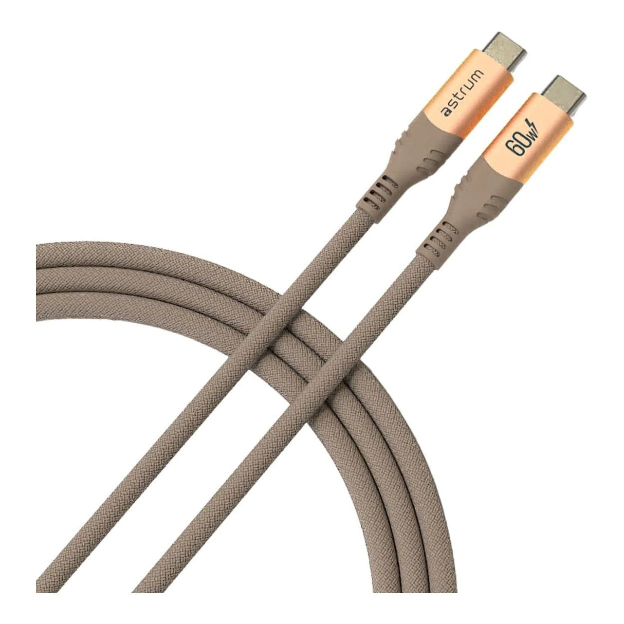 Astrum VMCC60 2m Braided 60W USB-C Male to Male Cable Gold AVMCC6020G