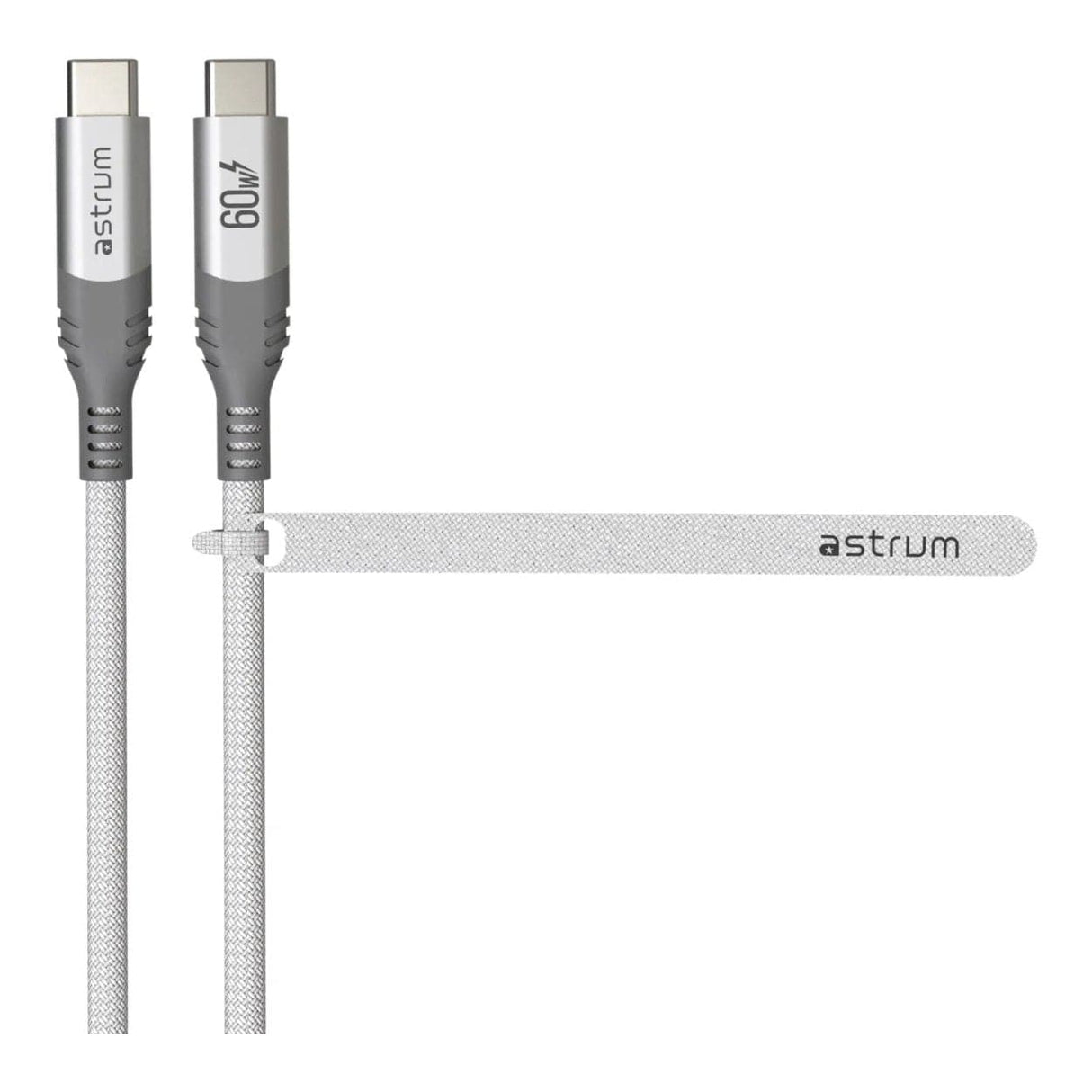 Astrum VMCC60 2m Braided 60W USB-C Male to Male Cable White AVMCC6020W