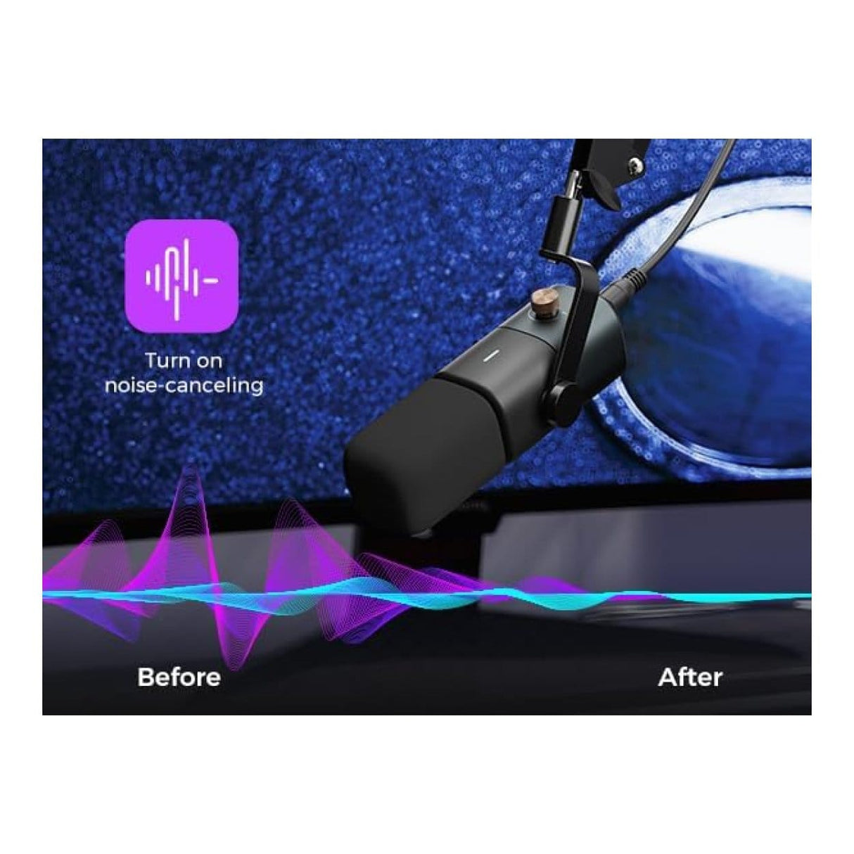 NearStream AM10X-P Studio AI Noise-Canceling Dynamic Microphone with Boom Arm