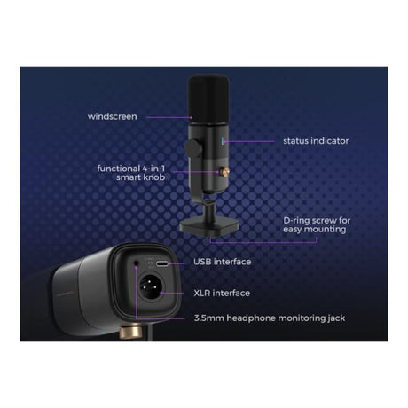 NearStream AM10X-P Studio AI Noise-Canceling Dynamic Microphone with Boom Arm