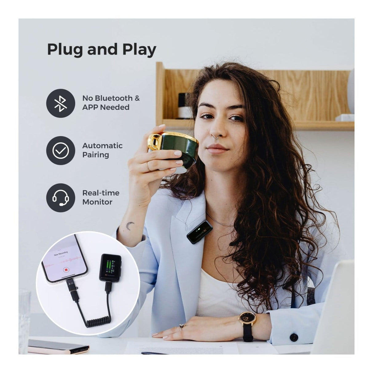 NearStream AWM20D AI Noise-Canceling Lavalier Microphone