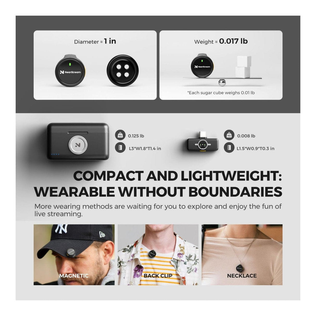 NearStream AWM25T AI Noise-Canceling All-In-One Lavalier Wireless Microphone Kit