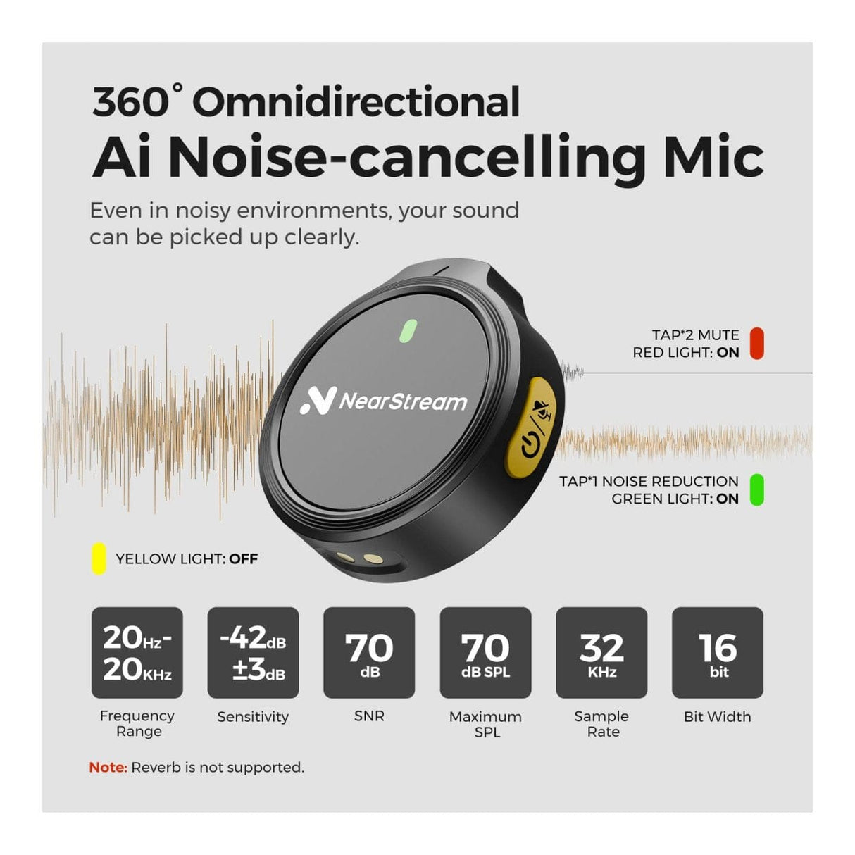 NearStream AWM25T AI Noise-Canceling All-In-One Lavalier Wireless Microphone Kit