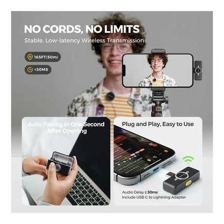NearStream AWM25T AI Noise-Canceling All-In-One Lavalier Wireless Microphone Kit