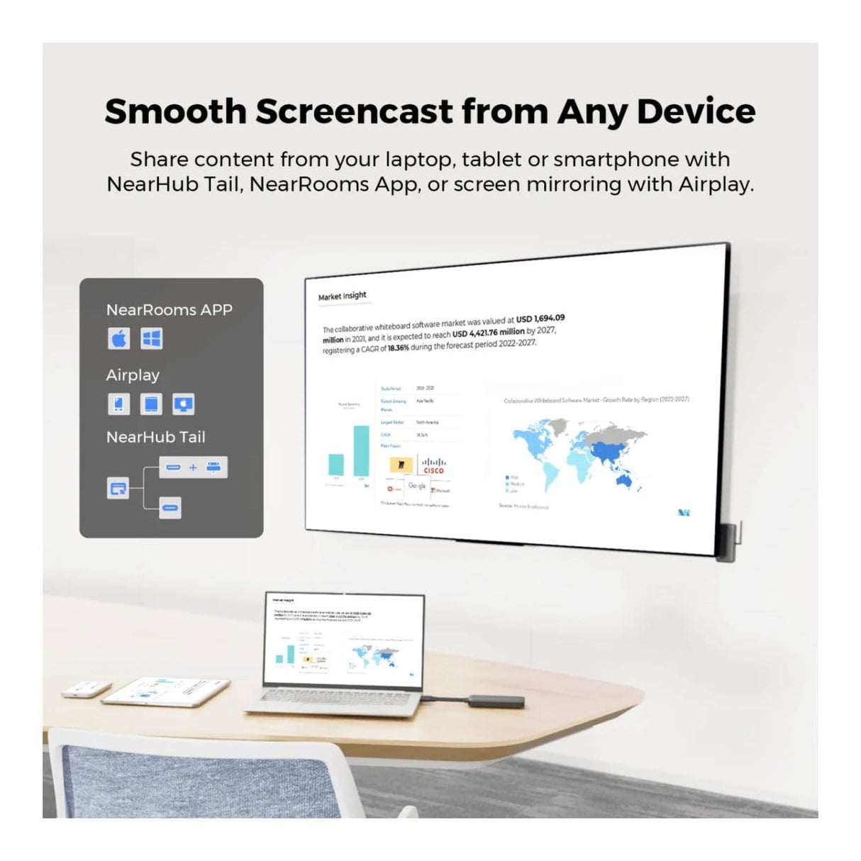Nearity NT10 NearHub Tail Wireless Screen Projector AW-NT10