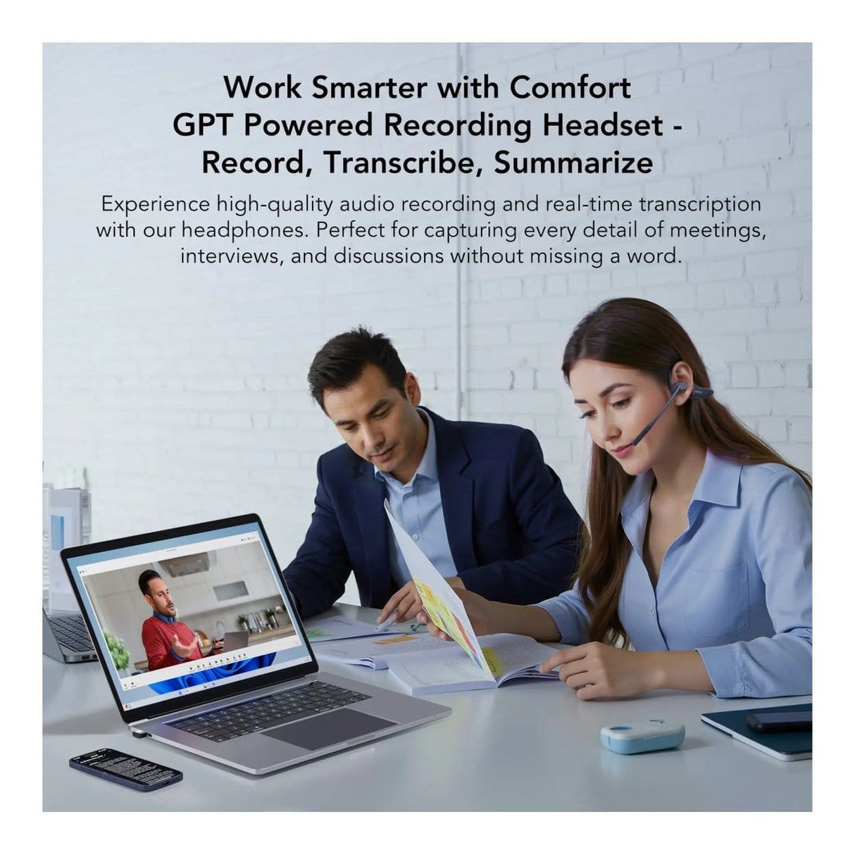 Nearity MemPod Pro 2S GPT Powered Wireless Office Headset AW-OW20BP
