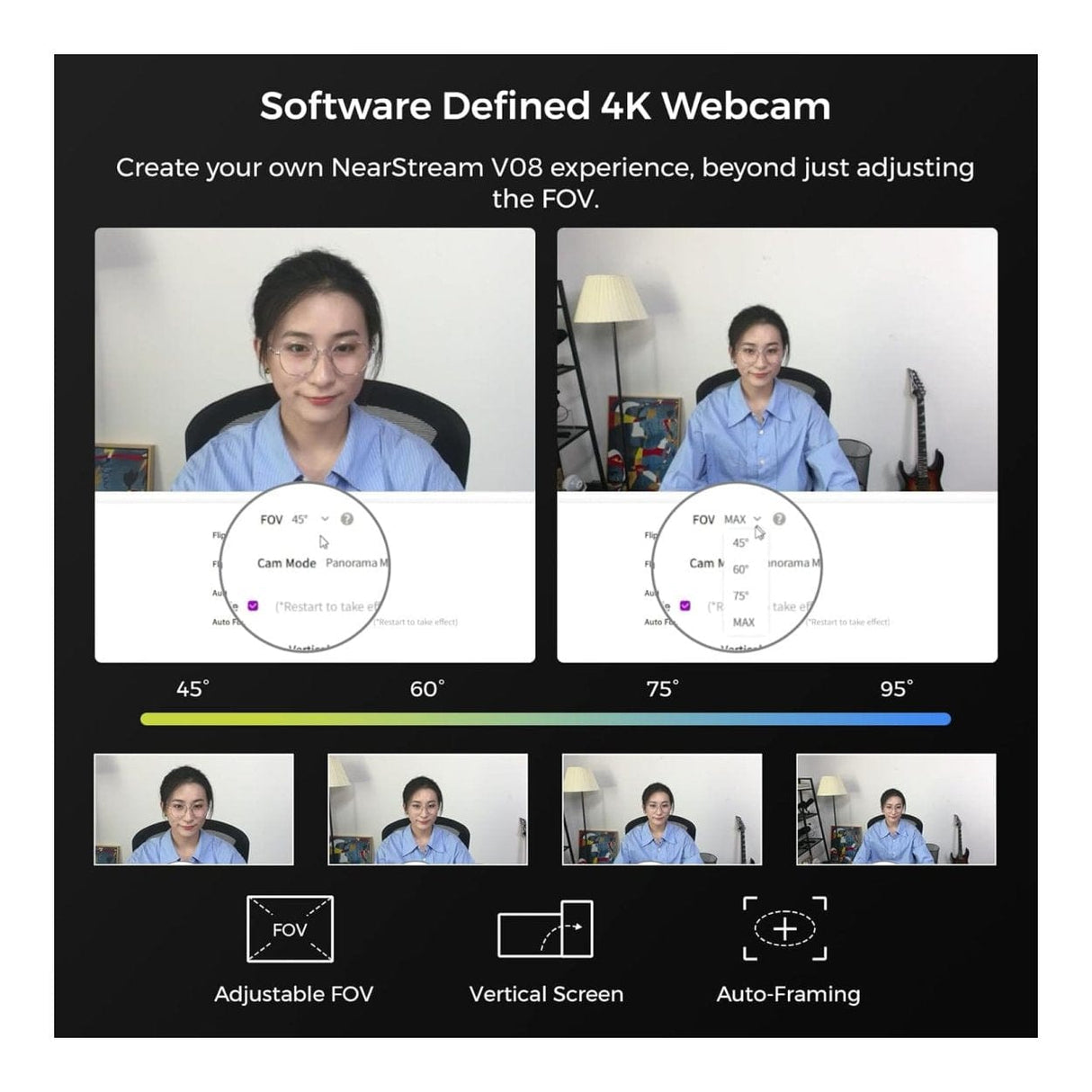 NearStream V08AF 4K 8MP AI Noise-Canceling Webcam