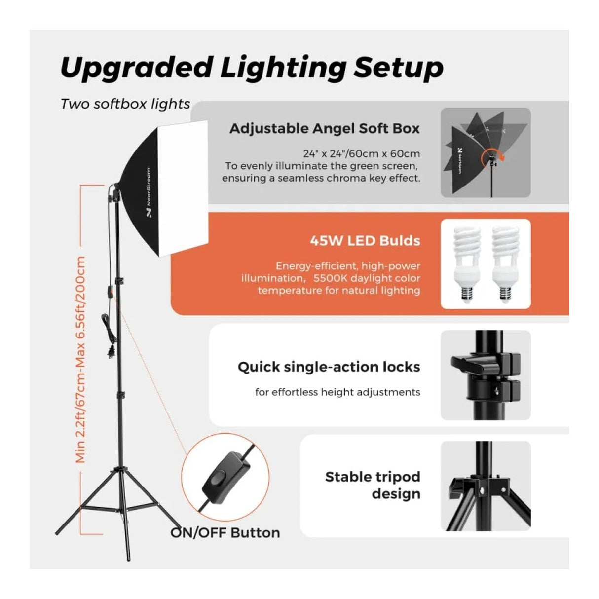 NearStream VK40 Professional Photography Lighting Kit with Green Backdrop