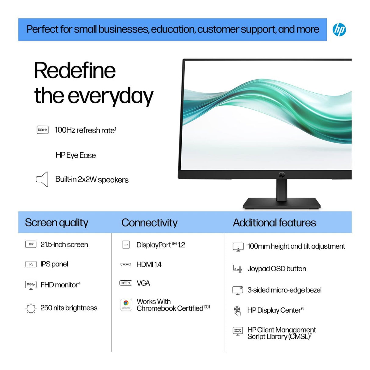 HP Series 3 Pro 322ph 21.5-inch 1920 x 1080p FHD 16:9 100Hz 5ms LCD IPS Monitor B0BN7UT