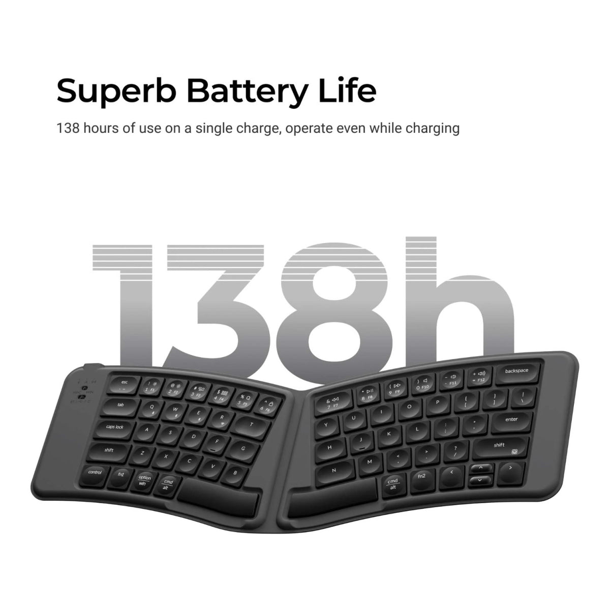Keychron B11 Pro Ultra-Slim Wireless Foldable Keyboard - Space Grey B11P-K1