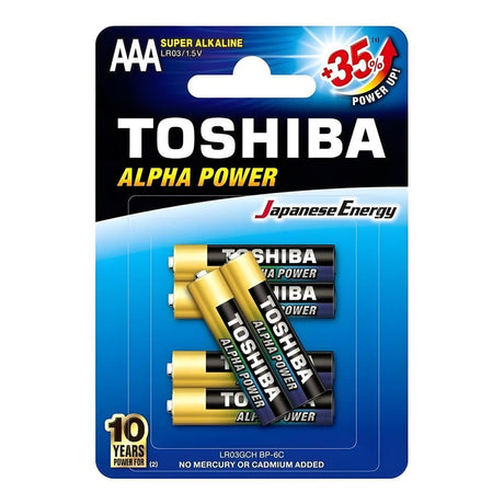 Toshiba Alkaline AAA Blister 6-pack BAT-TO-AAABP6