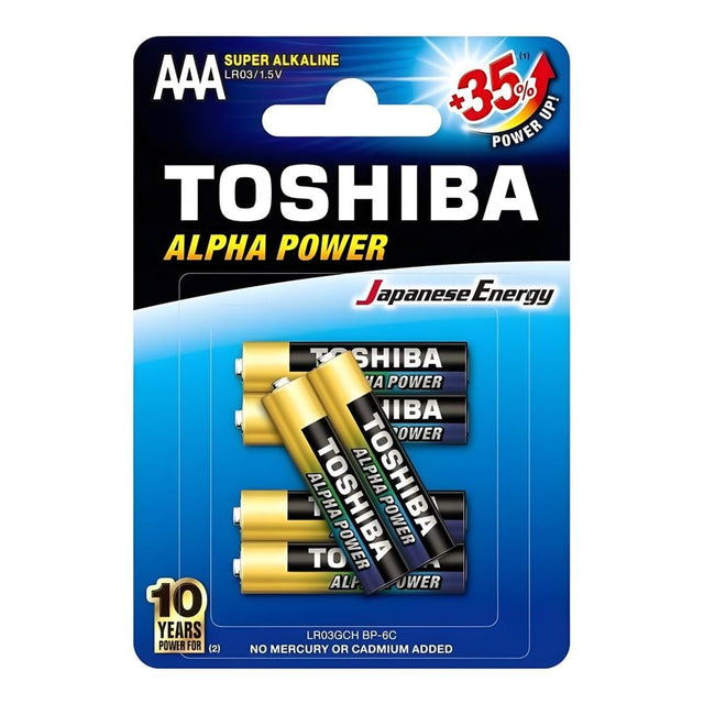Toshiba Alkaline AAA Blister 6-pack BAT-TO-AAABP6