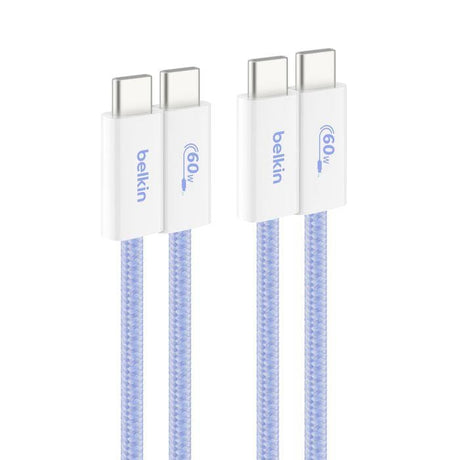 Belkin 1.5m USB-C to USB-C 60W Braided Charging Cable 2-pack Blue BBD008HQ05BL2PK