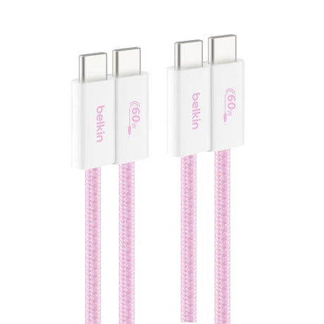 Belkin 1.5m USB-C to USB-C 60W Braided Charging Cable 2-pack Pink BBD008HQ05PK2PK