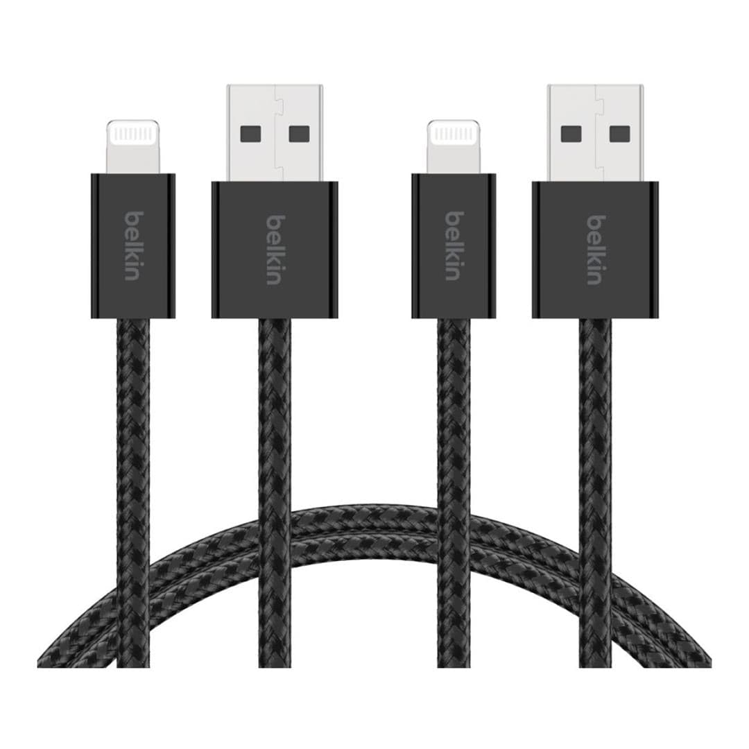 Belkin 2m BoostCharge USB-A Cable with Lightning Connector 2-pack Black BBD012HQ05BK2PK