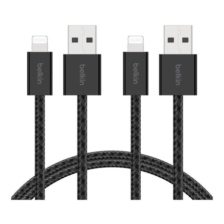 Belkin 2m BoostCharge USB-A Cable with Lightning Connector 2-pack Black BBD012HQ05BK2PK