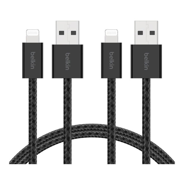 Belkin 2m BoostCharge USB-A Cable with Lightning Connector 2-pack Black BBD012HQ05BK2PK