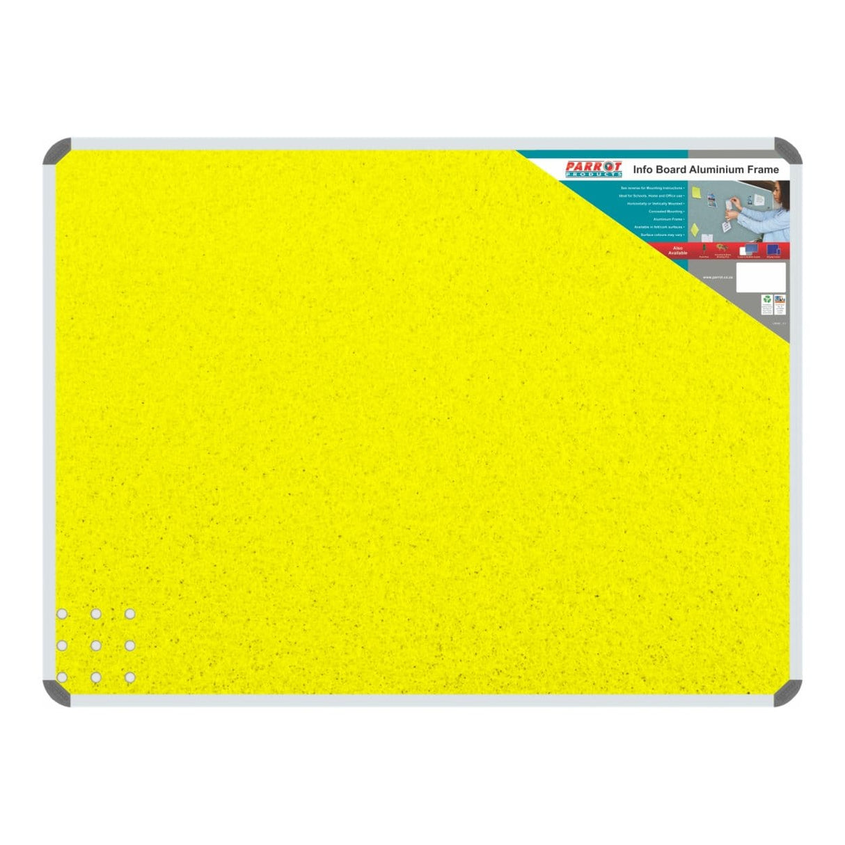Parrot 1200mm × 900mm Info Board with Aluminium Frame Yellow BD0741Y