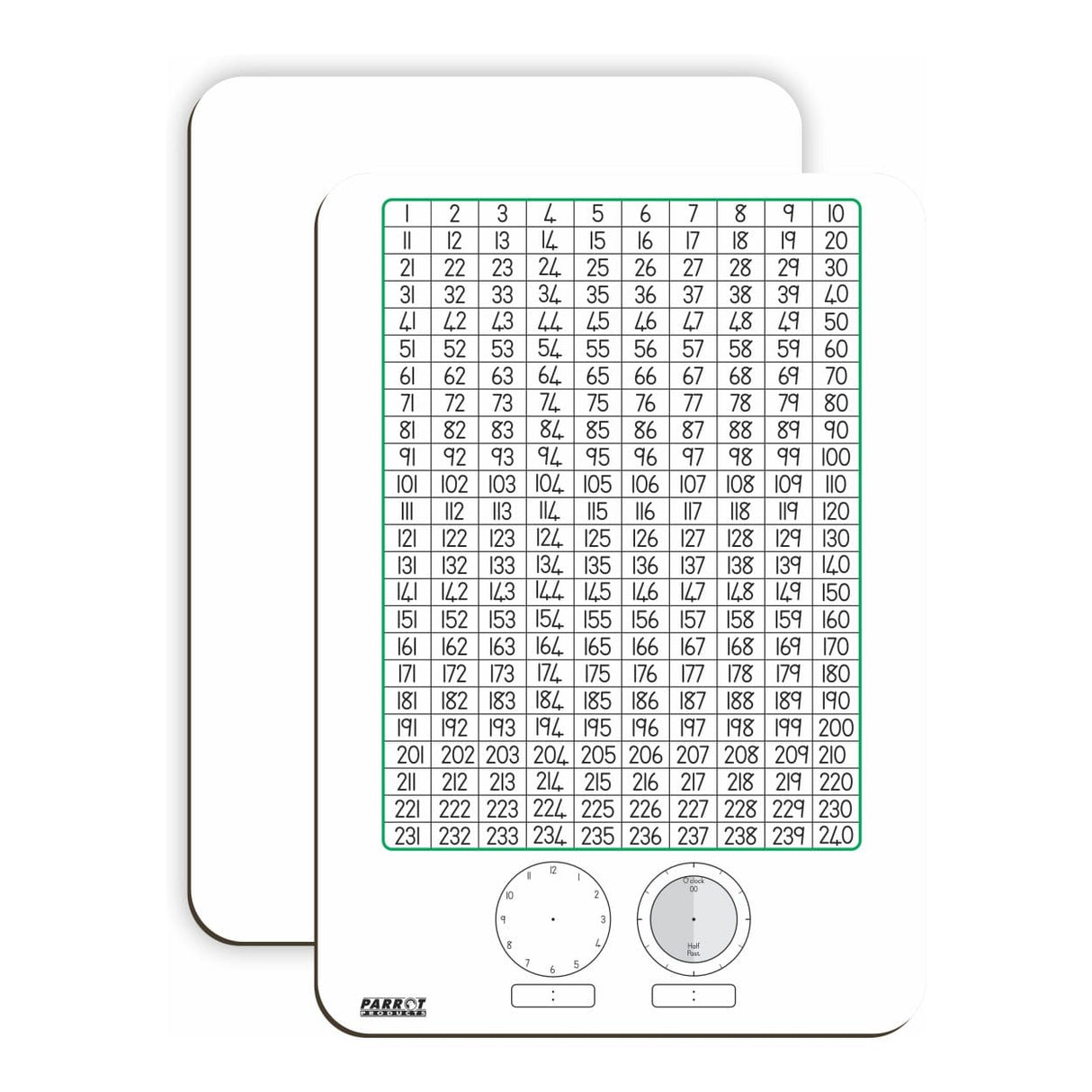 Parrot 297x210mm Tens Writing Slate Number Chart and Clock Markerboard BD1002D