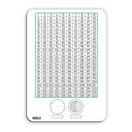 Parrot 297x210mm Tens Writing Slate Number Chart and Clock Markerboard BD1002D
