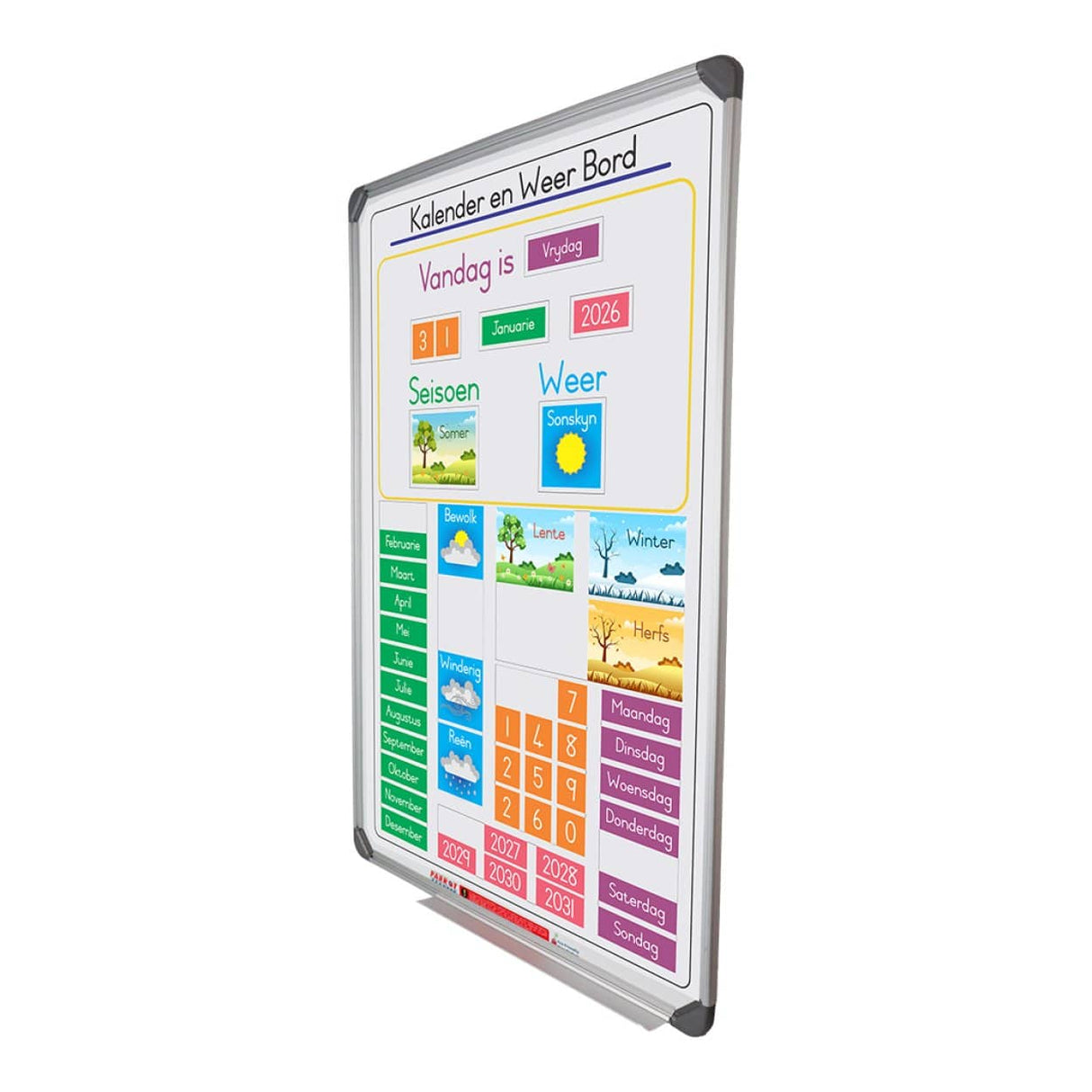Parrot 900x600mm Slimline Magnetic Calendar And Weather Board Afrikaans BD1125CW-A