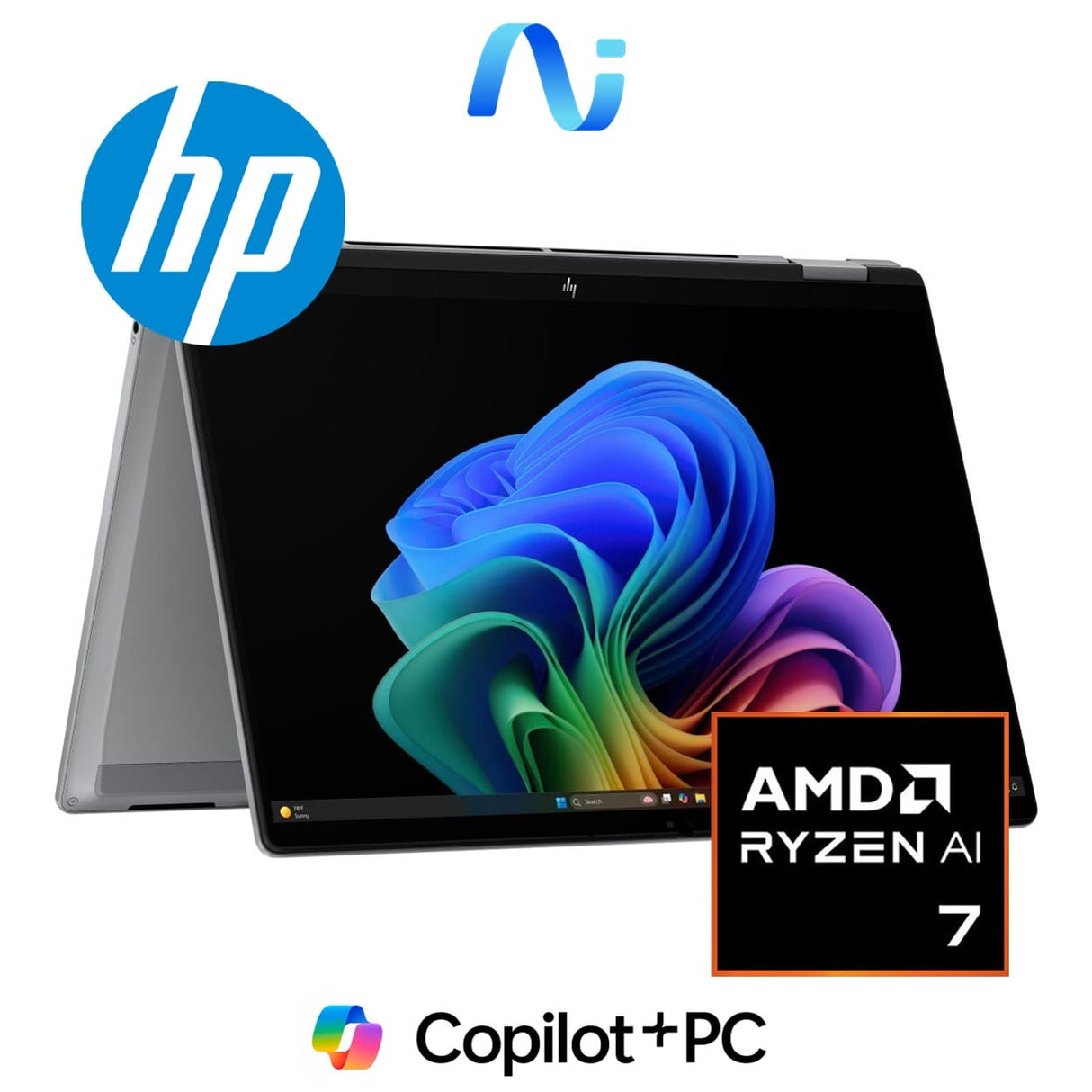 HP OmniBook X Flip 14-fk0001ni 14-inch 2K Next Gen AI 2-in-1 Laptop - AMD Ryzen 7 350 1TB SSD 16GB RAM Win 11 Home Meteor Silver